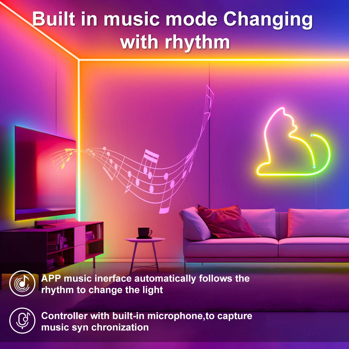 RGB Neon Rope Lights, USB LED Strip Light 1M 2M 3M 5M