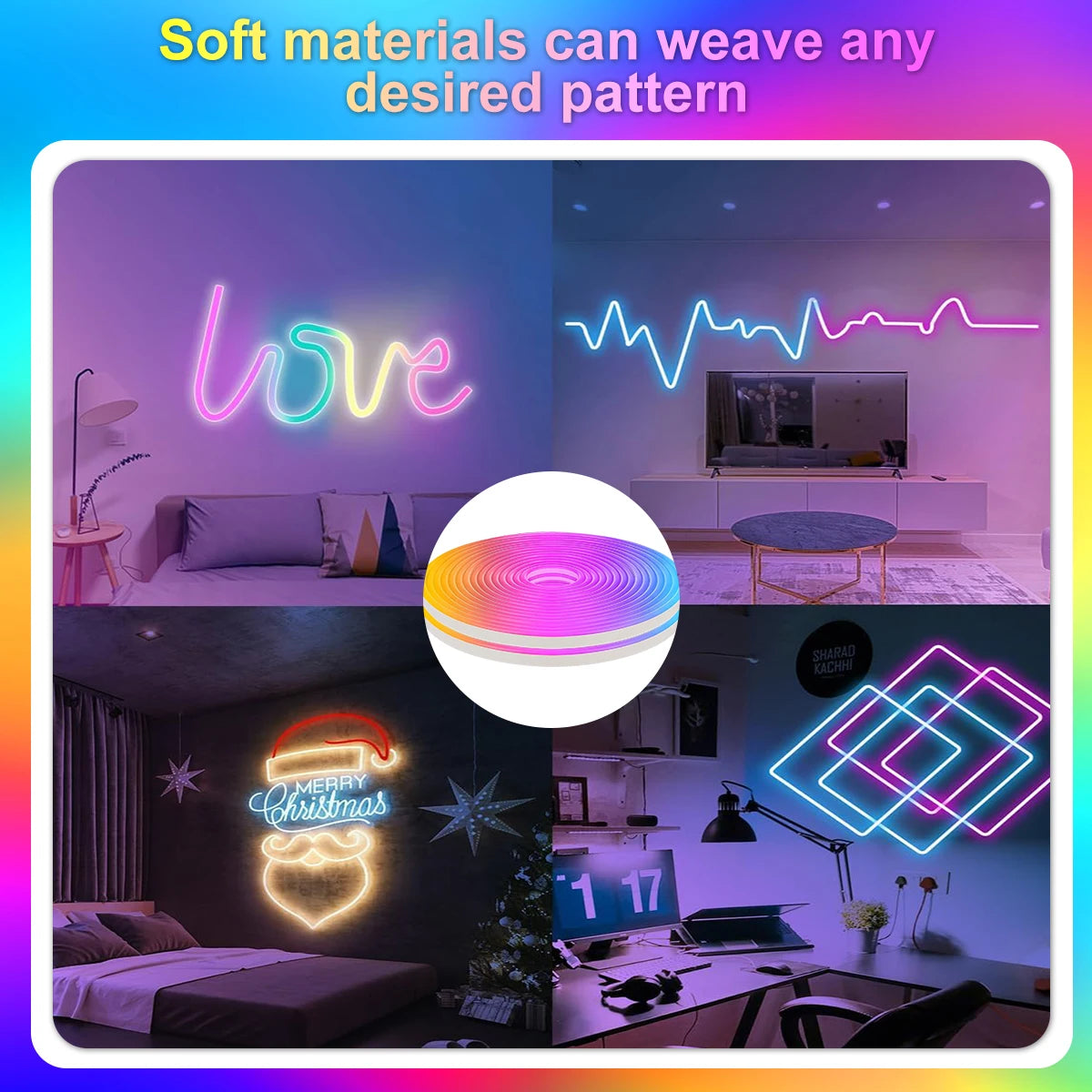RGB Neon Rope Lights, USB LED Strip Light 1M 2M 3M 5M