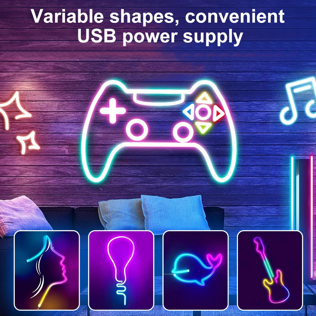 RGB Neon Rope Lights, USB LED Strip Light 1M 2M 3M 5M