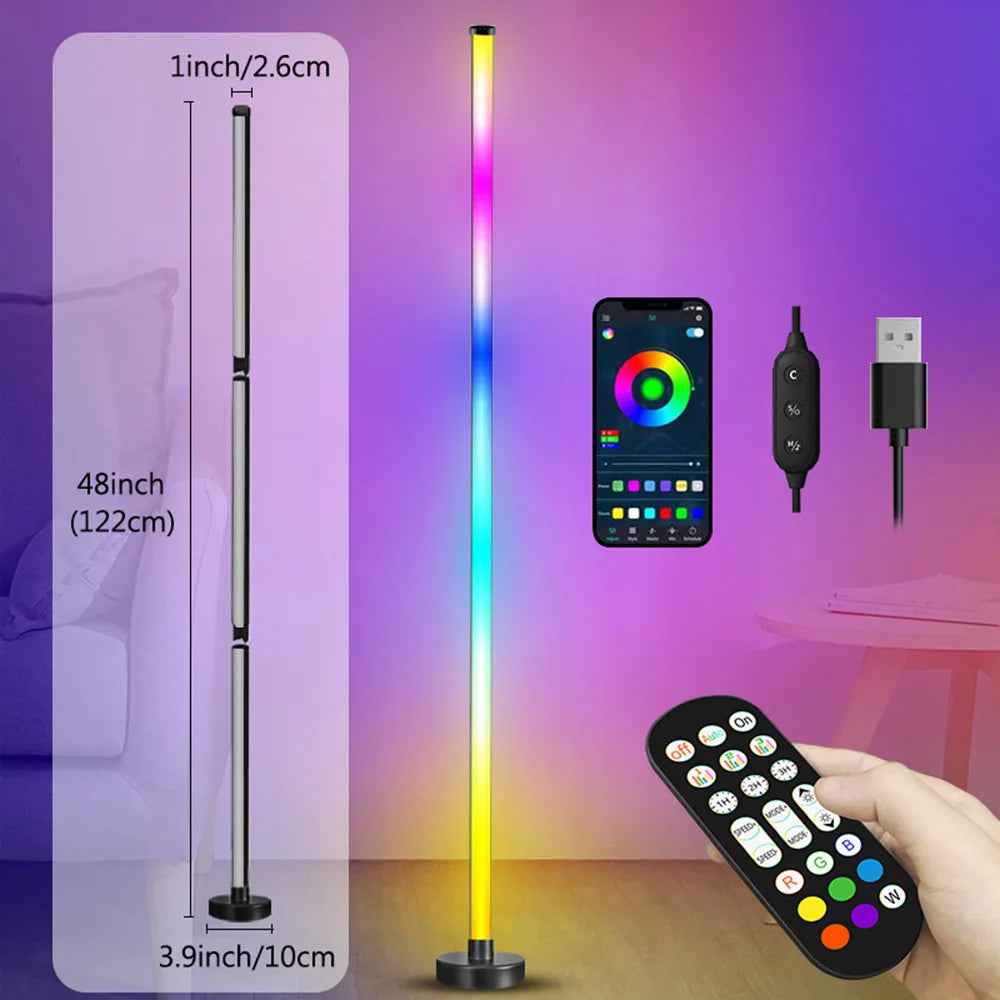 Smart LED Floor Lamp 49" RGB Remote & APP Control