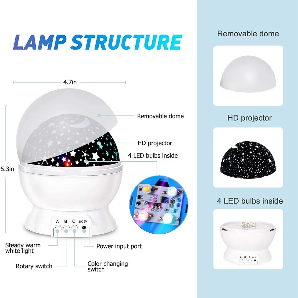 Star Projector Night Light Auto Rotating